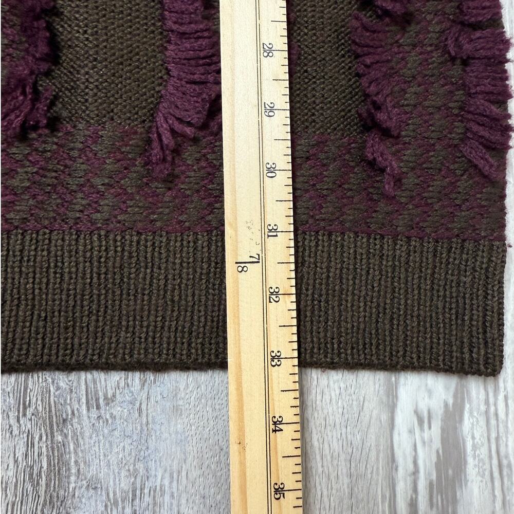 Rara Avis by Iris Apfel NWT Chunky Fringe Sweater Dress Olive Burgundy XS - Picture 12 of 13